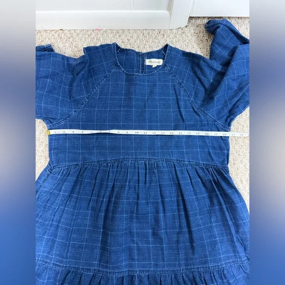 Windowpane Denim Mini Dress in Lunar Wash size Large - Picture 7 of 9